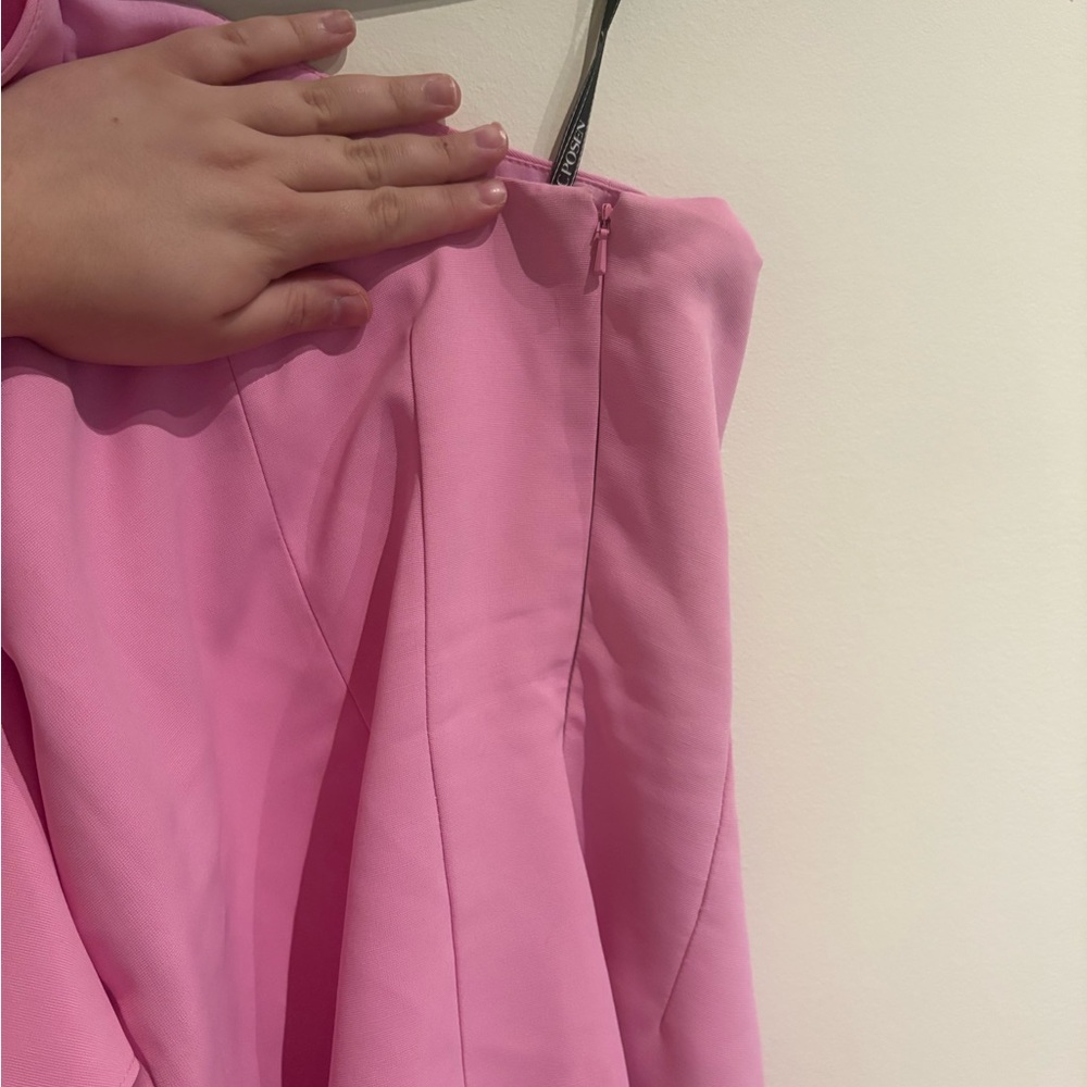 Wicked x Zac Posen Bow One-Shoulder Minidress in Blossom Pink Size 12 - Picture 12 of 14